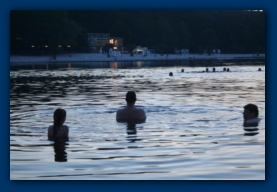 Einige schwimmen recht weit raus